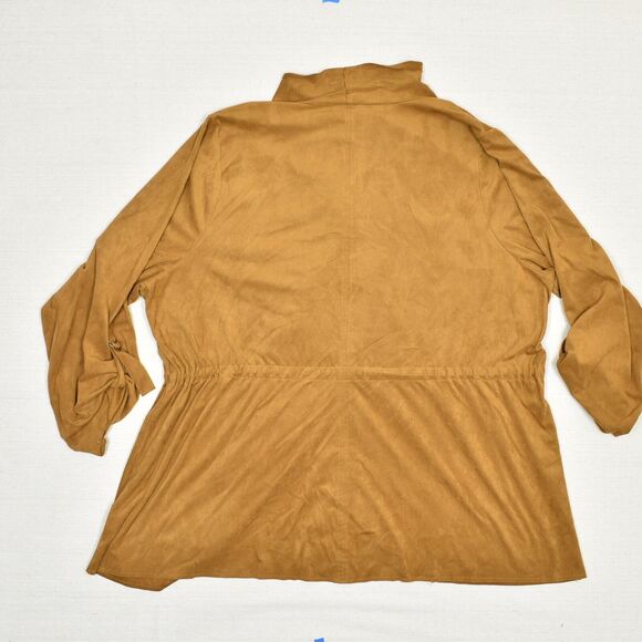 Torrid Women Open Cardigan Blazer Solid Polyester Brown Plus Size 4 Faux Suede - Picture 3 of 8